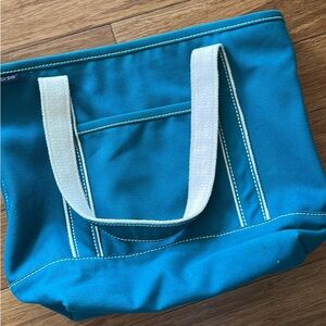 Lands' End Teal Tote with Cream Straps